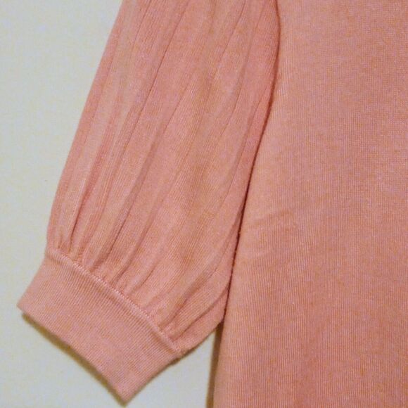 T TAHARI Small Mock Neck Knit Sweater-Puff Elbow Sleeve-Coquette-SM FLAW - Picture 3 of 8